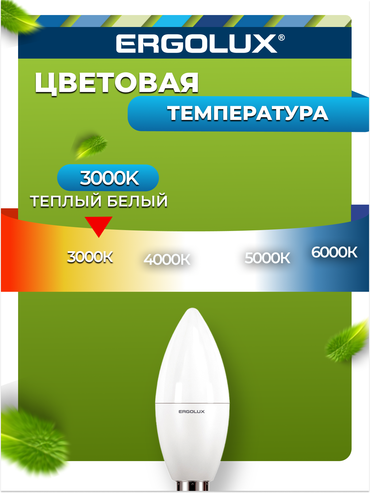Лампа светодиодная свеча Ergolux LED-C35-9W-E14-3K E14 9W 3000K - фото №3