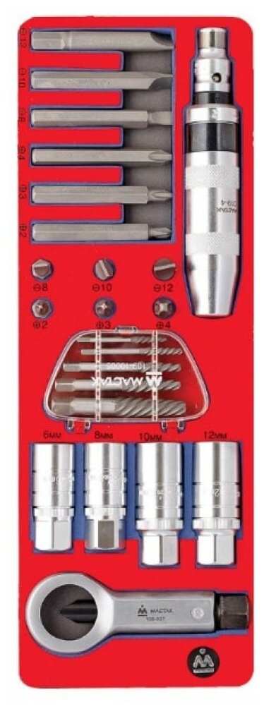 Набор демонтажный с ударной отверткой ложемент 24 предмета мастак 5-19424