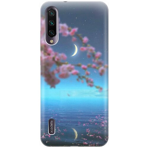фото Ультратонкий силиконовый чехол-накладка для xiaomi mi a3 / cc9e с принтом "месяц и сакура" gosso