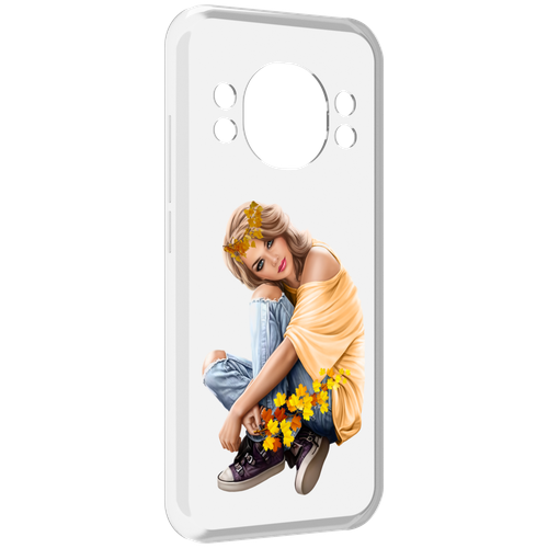 Чехол MyPads девушка-в-цветочками женский для Doogee S98 / S98 Pro задняя-панель-накладка-бампер