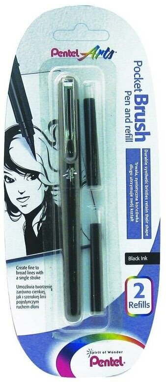 Ручка-кисть Pentel Brush Pen для каллиграфии, 4 картридера (GFKP3-A)