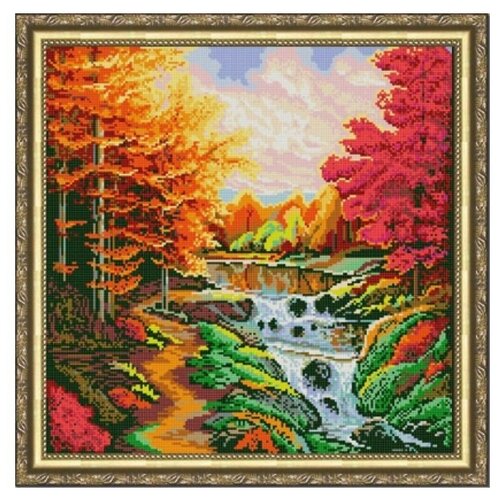 Схема для вышивания бисером Осенний каскад 40x40 см