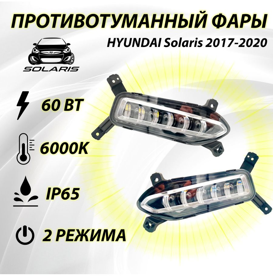 Sal-Man ПТФ LED светодиодные Sal-man Hyundai Solaris 2017-2020 60W