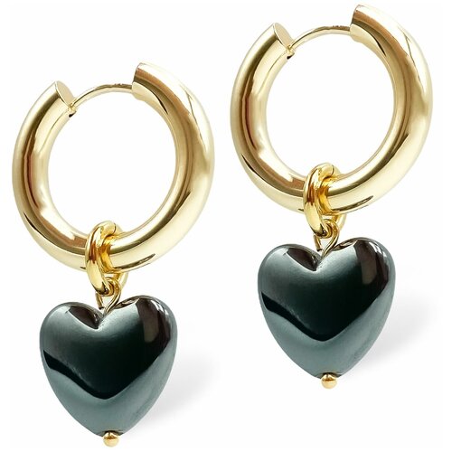 Серьги с подвесками Soti, гематит, размер 35 мм, золотой, черный