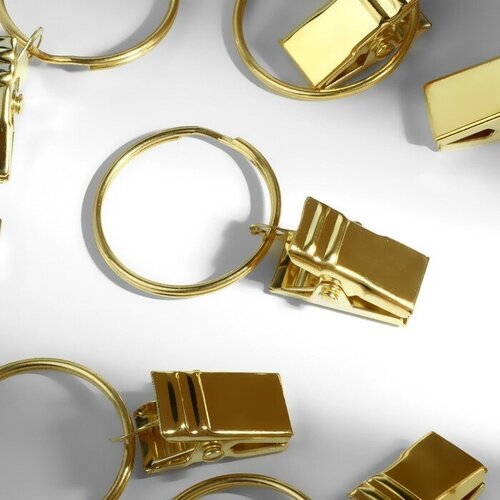 Зажим для штор с кольцом d22/26мм (наб 20шт цена за наб) металл золотой АУ