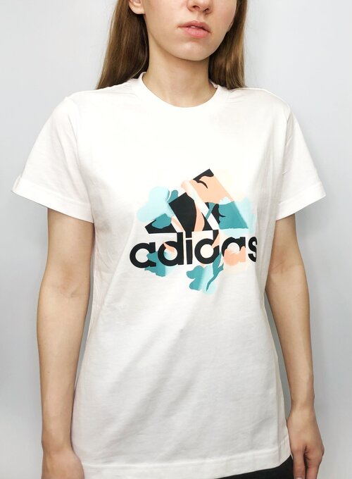 Футболка adidas, хлопок, размер M, белый