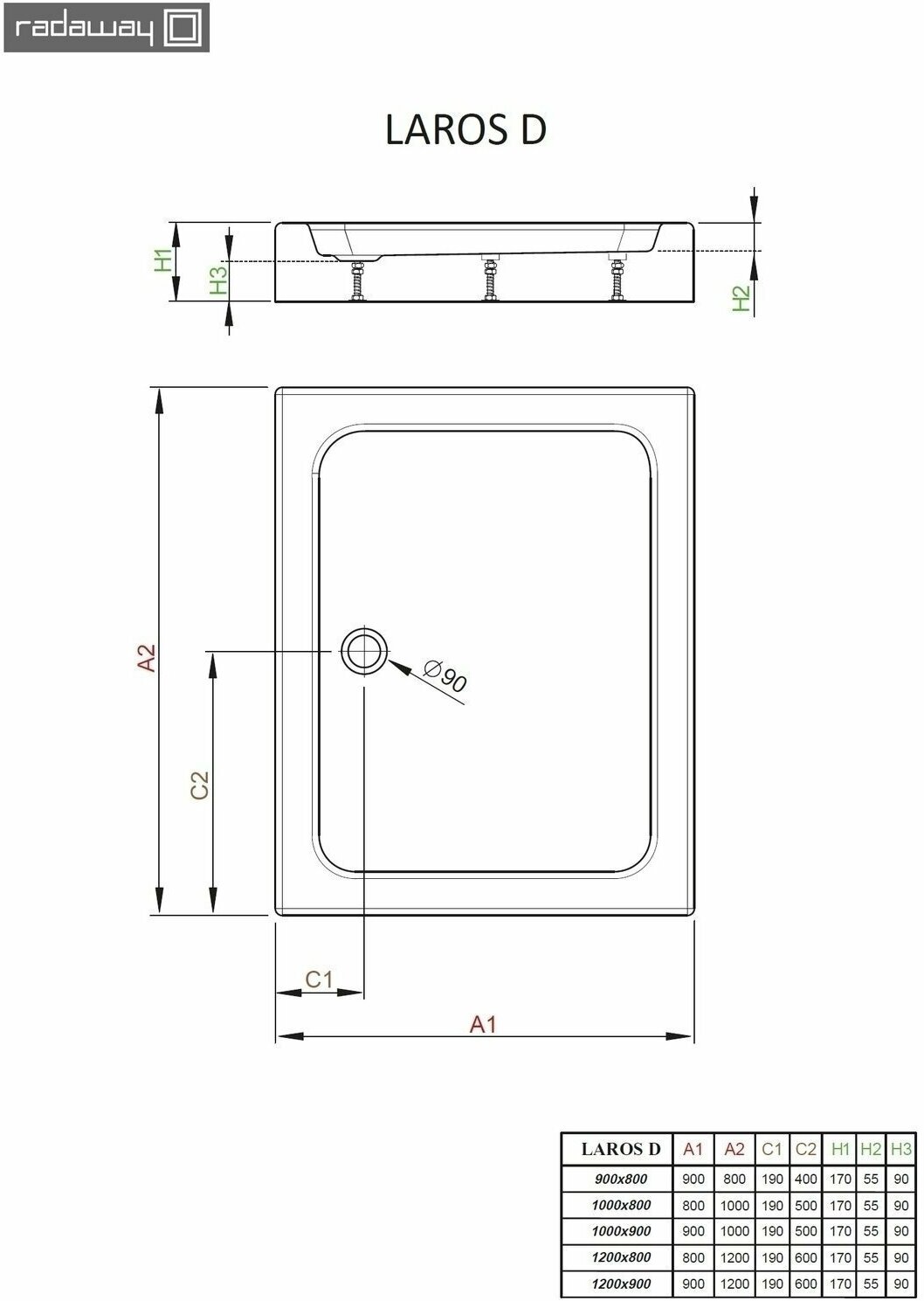 Душевой поддон Radaway Laros D 80х90