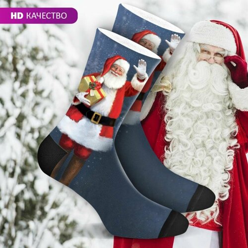 Носки MimiSocks, размер 41/43, мультиколор носки высокие унисекс новогодние санта клаус на новый год фабрика снов