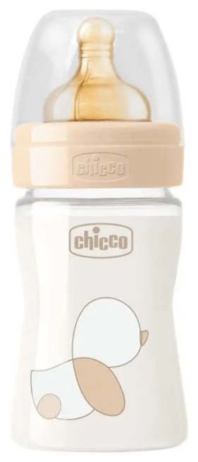 Chicco Бутылочка Original Touch стеклянная с соской из латекса, 150 мл, с рождения, бежевый