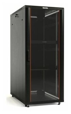 Шкаф Hyperline серверный (TTB-4261-AS-RAL9004) напольный 42U 600x1000мм пер. дв. стекл задн. дв. спл. стал. лист 2 бок. пан. 800кг черный 910мм 2055мм