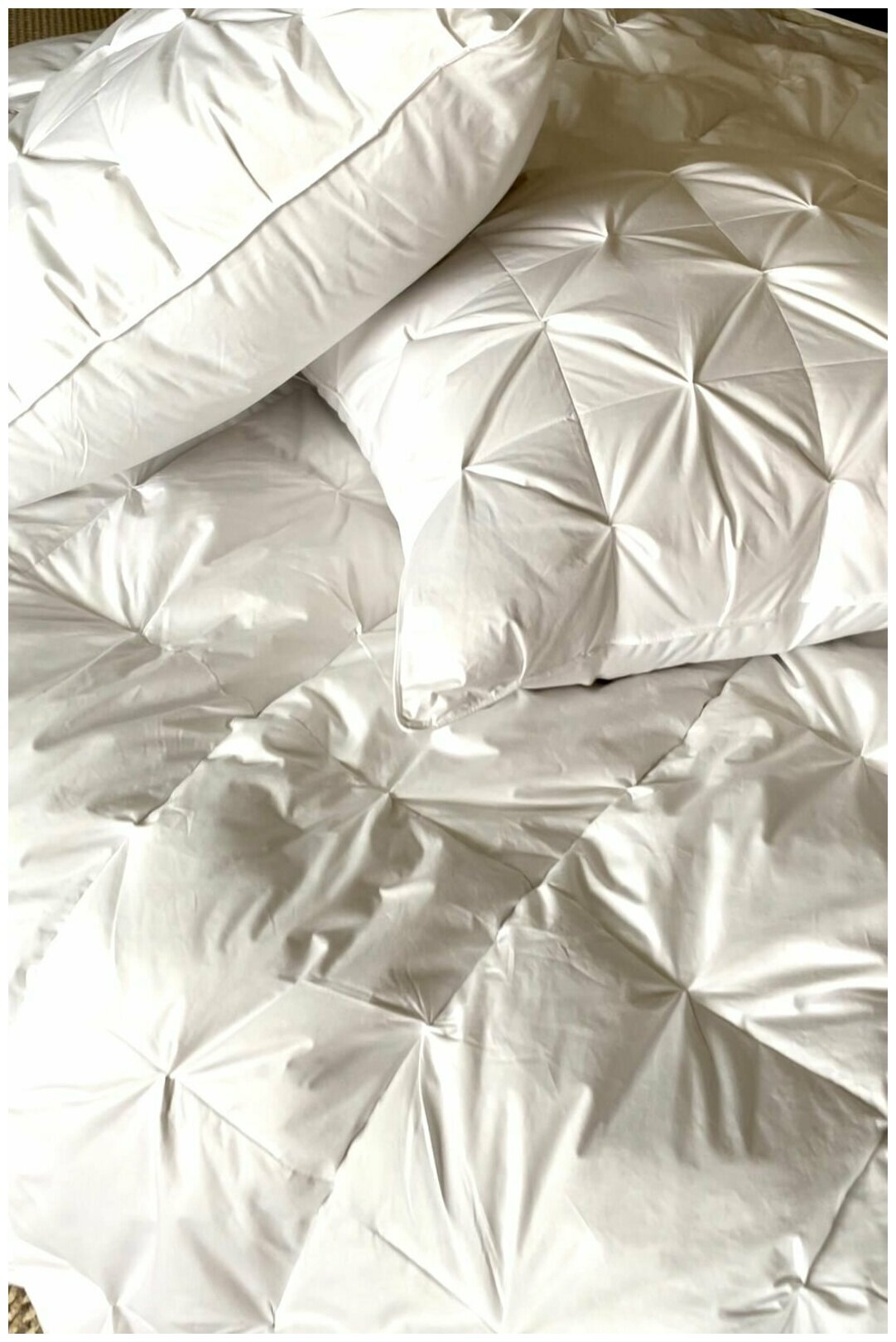 Одеяло пуховое с буфами из 100% белого пуха, Чехол 100% белоснежный хлопок, 1.5 спальное, 150х205 - фотография № 7