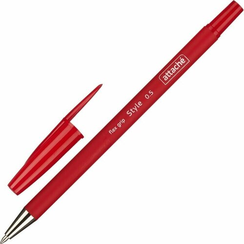 Ручка шариковая неавтоматическая Attache Style 0,5 мм прорез.корп.красн ст 10шт