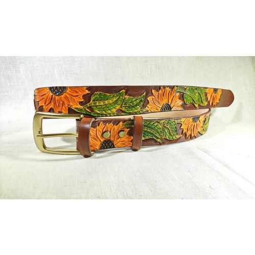 фото Ремень натуральная кожа, металл, двусторонний, подарочная упаковка, размер 120, длина 120 см., мультиколор хельга шванцхен, leatherca