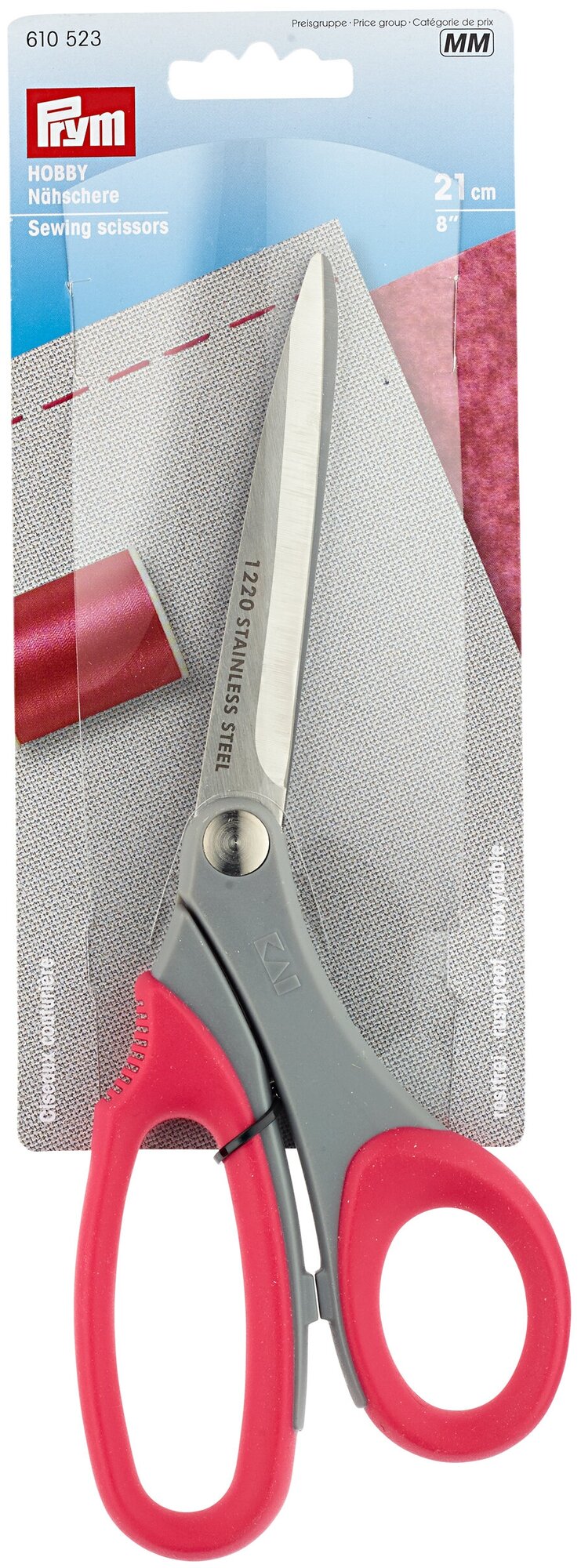 610523 Hobby Ножницы для шитья, пластм. ручки с мягкими кольцами, 21 см, Prym - фото №2