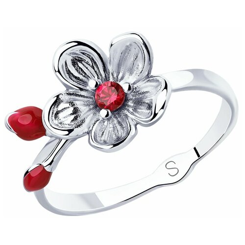 фото Sokolov кольцо из серебра с эмалью и фианитом 94012952, размер 18