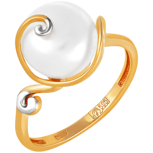 фото Примаэксклюзив кольцо с 1 жемчугом из красного золота 190-1-813р, размер 17.5