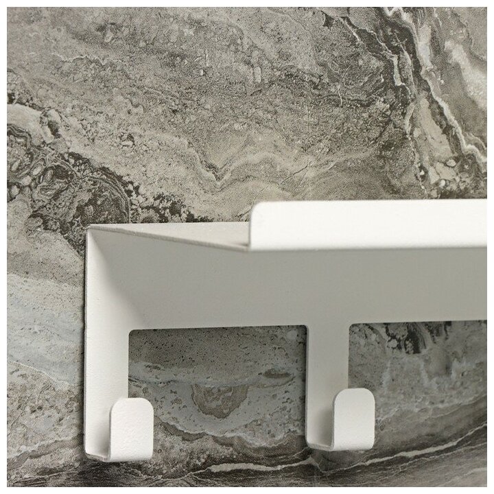Полка с крючками «Лофт Арт», 50×10×7,5 см, цвет белый - фотография № 3