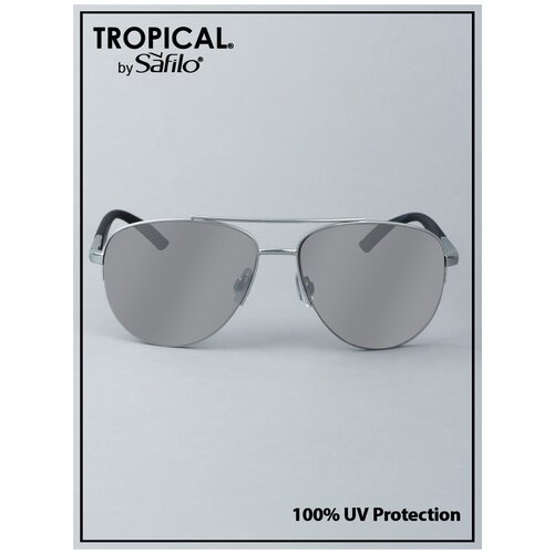 фото Солнцезащитные очки tropical, авиаторы, оправа: металл, с защитой от уф, зеркальные, для мужчин, серебряный