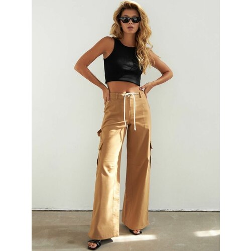 фото Брюки карго wonderclo, размер xs, коричневый