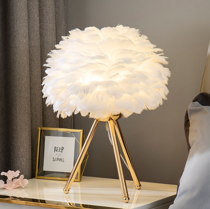 Светильник-ночник настольный перьевой, красивое украшение для дома, подходит для любого интерьерного дизайна, лампа в стиле минимализма
