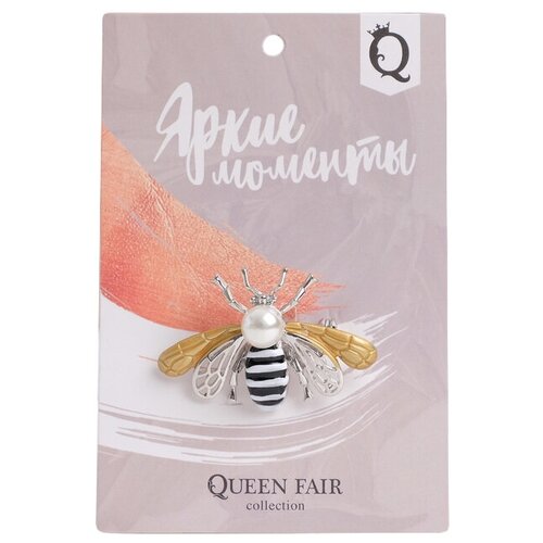 Брошь Queen Fair, пластик, эмаль, мультиколор брошь queen fair металл пластик эмаль мультиколор