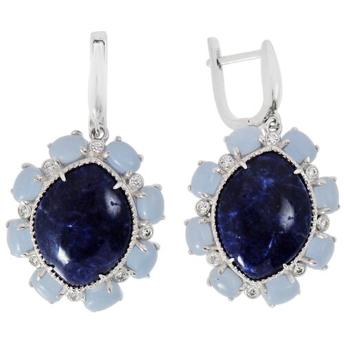 Серьги Balex, серебро, 925 проба, родирование, фианит, содалит, ангелит