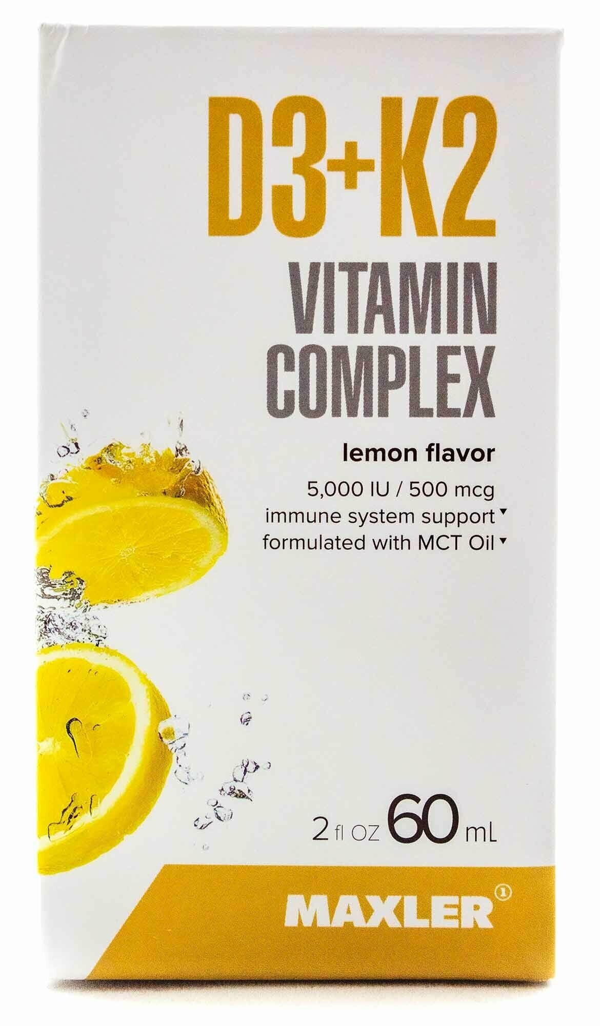 MAXLER D3+K2 Vitamin Complex фл., 60 мл, 120 г, лимон