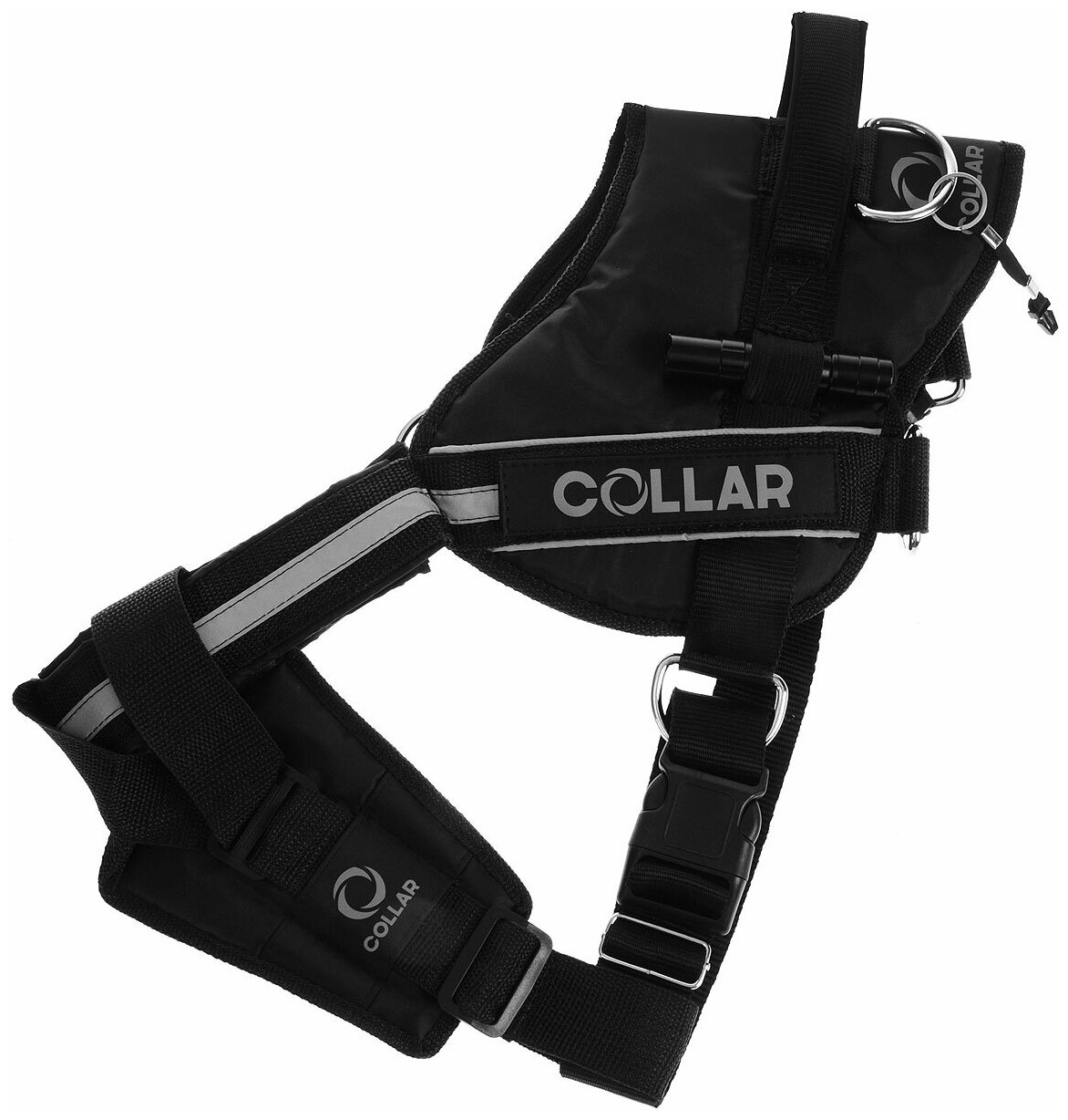 Collar Police №5 Шлейка для собак нейлоновая c фонариком черная 95-125 см - фотография № 3