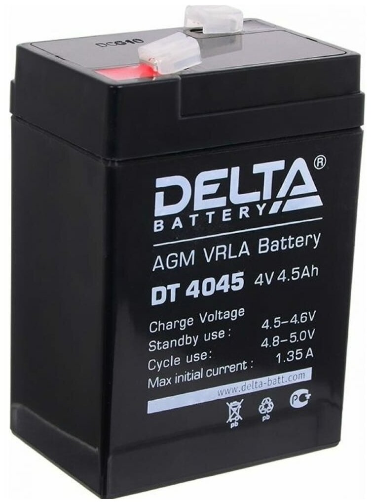 Аккумулятор свинцово-кислотный 4В 4,5Ah DT4045 Delta