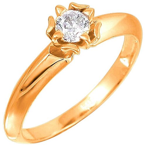 фото Эстет кольцо с 1 фианитом из серебра 01к155125а, размер 17