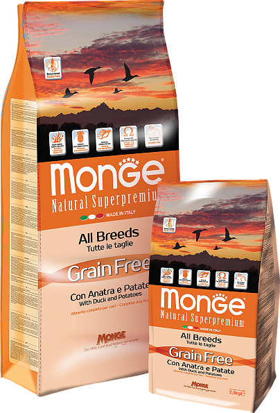 Сухой корм Monge Grain Free для взрослых собак беззерновой всех пород, утка/картофель, 2.5кг - фото №6