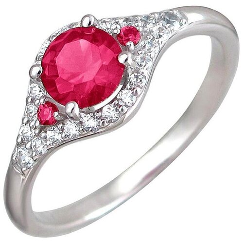 фото Эстет кольцо с корундами и фианитами из серебра 01к258523-3, размер 17