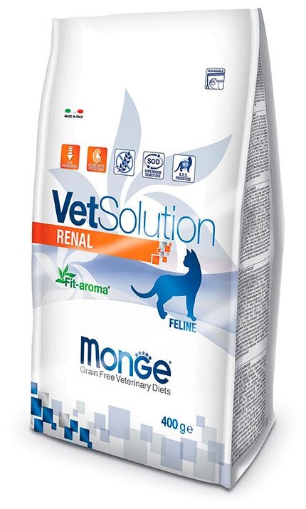 Сухой корм для кошек Monge VetSolution, при проблемах с почками, беззерновой 400 г