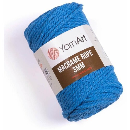 Пряжа YarnArt Macrame Rope 3mm темно-голубой (786), 60%хлопок/ 40%вискоза/полиэстер, 63м, 250г, 1шт