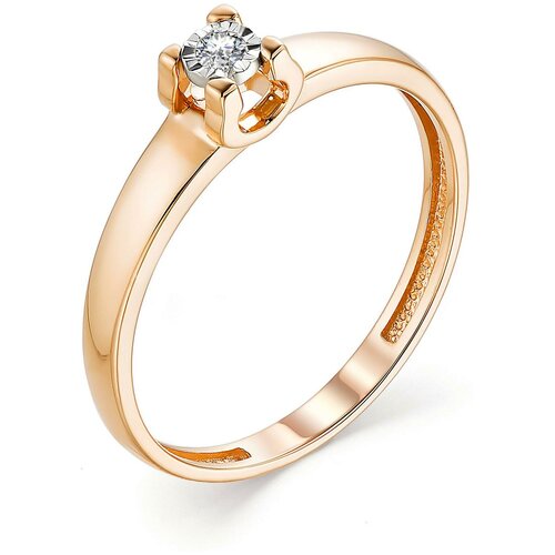 фото Алькор кольцо с 1 бриллиантом из красного золота 13315-100, размер 16.5