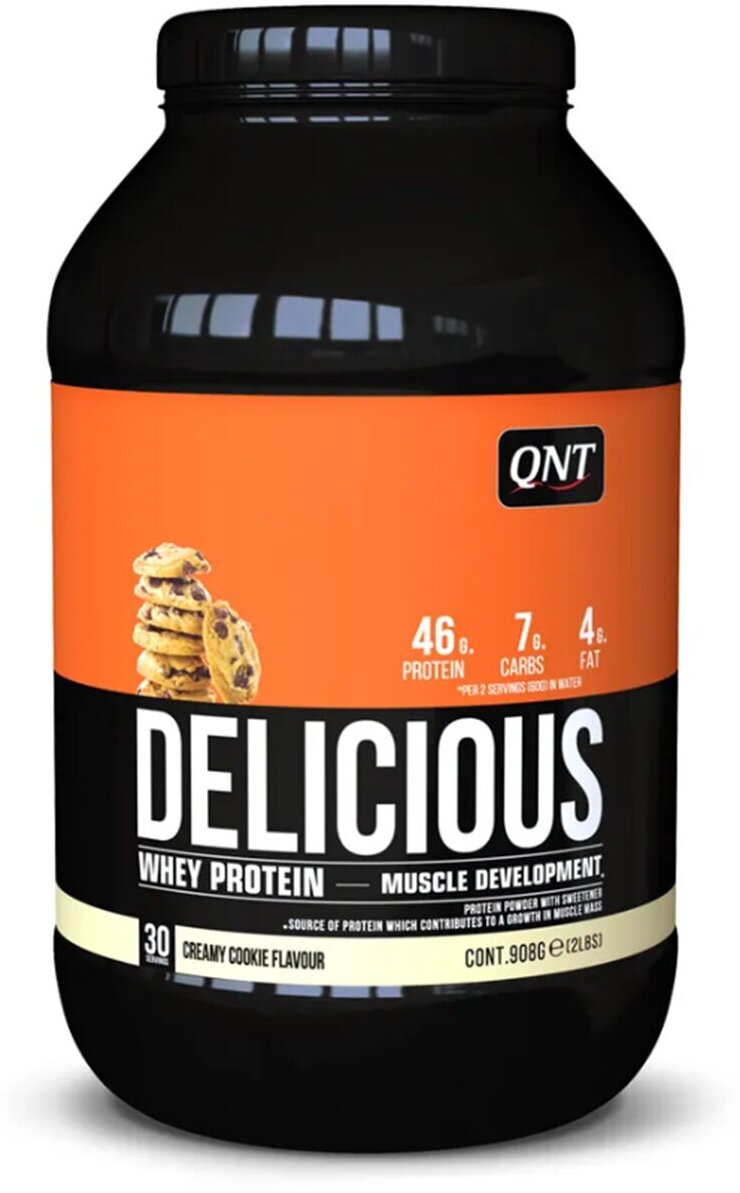 QNT Сывороточный протеин Delicious Whey Protein, вкус «Печенье и крем», 908 гр, QNT