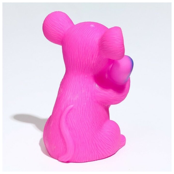 Игрушка пищащая "Мышь" для собак, 9 см, розовая - фотография № 4