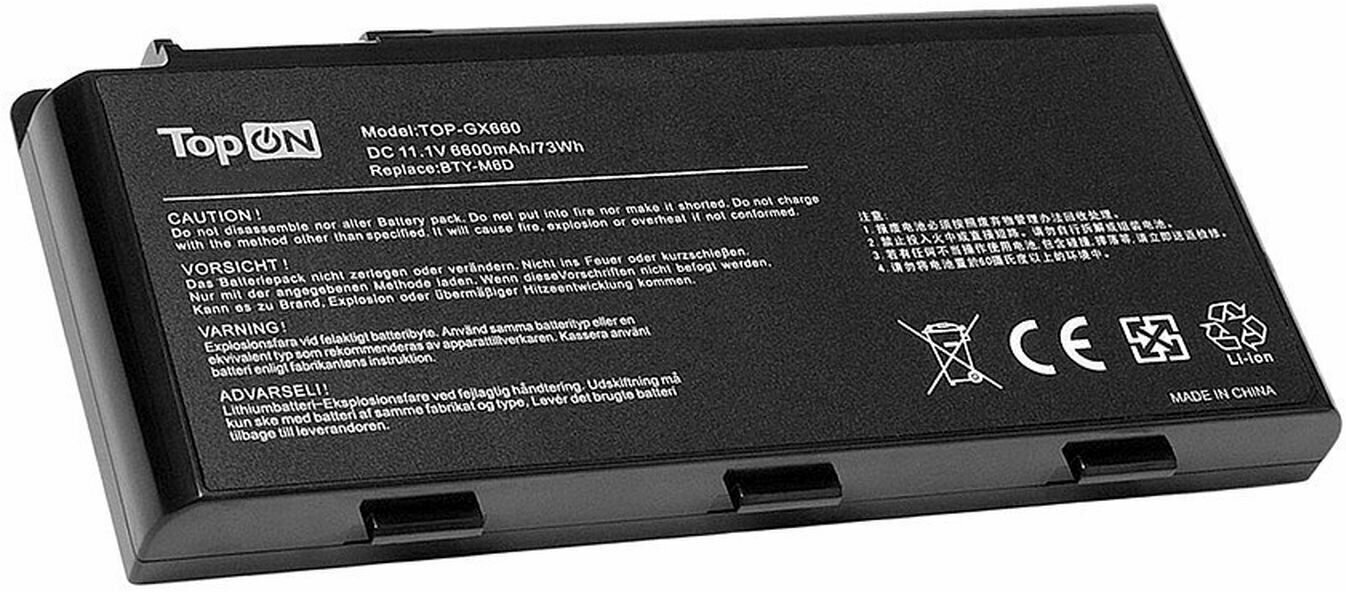 Аккумулятор для ноутбука MSI Erazer X6813, X6811, GX780, GX680, GT780, GT760, GT683, GT680, GT670, GT663, GT660 Series 6600мАч 11.1V TopON TOP-GX660 - фото №4