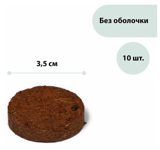 Таблетки кокосовые, d = 3.5 см, без оболочки, набор 10 шт.