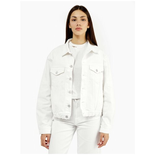 Джинсовая куртка  Replay летняя, силуэт прямой, без капюшона, размер 40, белый