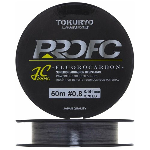 фото Леска флюорокарбон для рыбалки tokuryo fluorocarbon pro fc #0,8 50м (clear) / сделано в японии