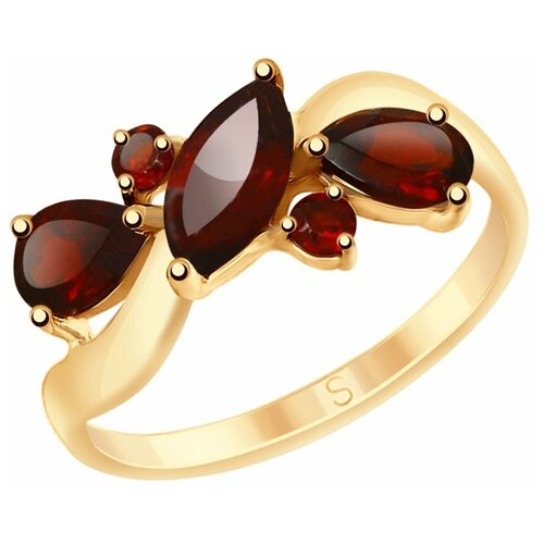 фото Sokolov кольцо из золочёного серебра с гранатами 92011659, размер 17.5
