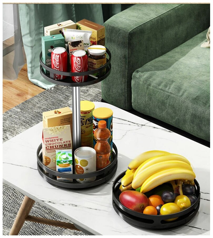 фото Подставка Homium Zkitchen, вращающийся органайзер, круглый, черный