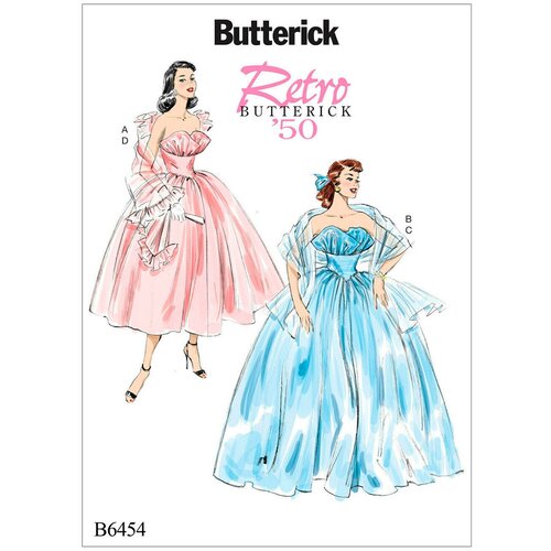 Выкройка BUTTERICK №6454 Ретро 1950: Вечернее платье и палантин выкройка butterick 4918 вечернее платье