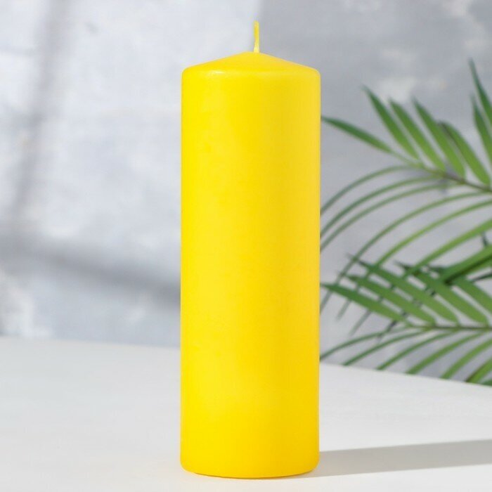 Дарим Красиво Свеча - цилиндр, 5х15 см, желтая лакированная, 14 ч