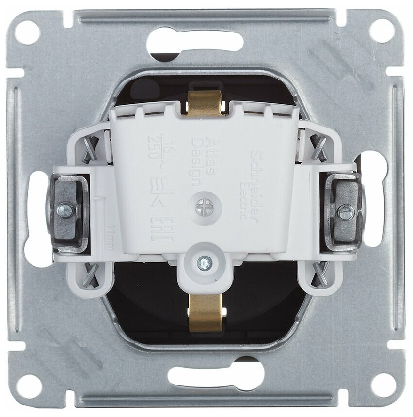 Розетка с заземлением Schneider Electric Atlas Design, с защитными шторками, на винтах, с крышкой, ip44, карбон - фотография № 6