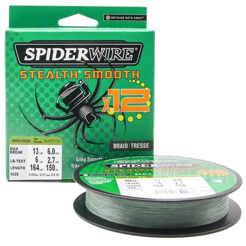 фото "плетеная леска spiderwire stealth smooth 12 braid темно-зеленая 150м 0,07мм 6,0кг"