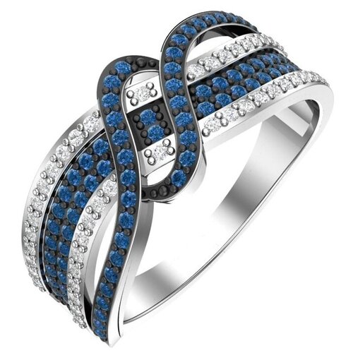 фото Pokrovsky серебряное кольцо с синими и бесцветными фианитами 1101098-00285, размер 18