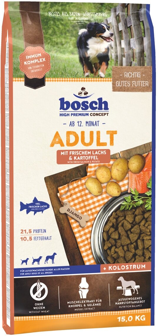 Сухой корм Bosch Adult для собак всех пород с лососем и картофелем 15 кг