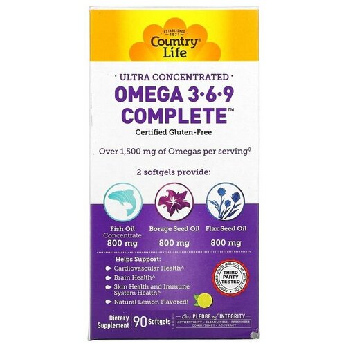 Country Life Ultra Concentrated Omega 3-6-9 Complete 90 гелевых капсул